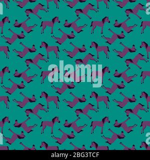 Horses pattern, illustration, vector on white background Stock Vector