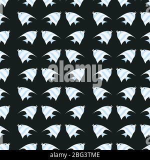 Blue fishes pattern, illustration, vector on white background Stock Vector