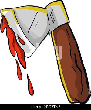 Bloody ax, illustration, vector on white background Stock Vector