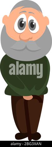 Old man with big beard, illustration, vector on white background Stock Vector