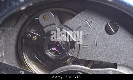 Watch mechanism macro loop. Old vintage clock mechanism working ...