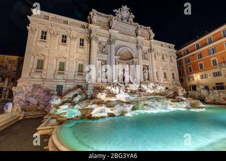 The famous Fontana di Trevi in Rome at night with no people Stock Photo