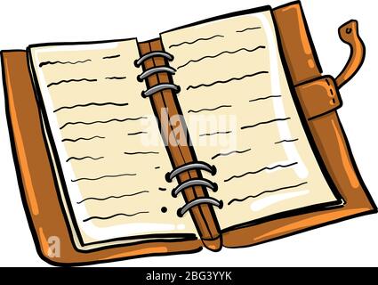 Open notebook, illustration, vector on white background Stock Vector