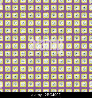 Alarm clock pattern, illustration, vector on white background Stock Vector