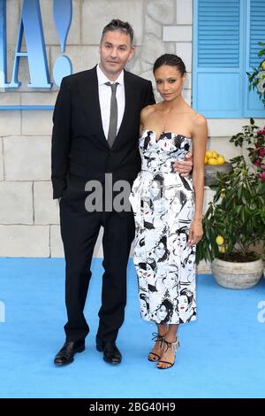 Ol Parker and Thandie Newton attend the World Premiere of 'Mamma Mia! Here We Go Again' at Eventim Apollo on July 16, 2018 in London,UK. Stock Photo