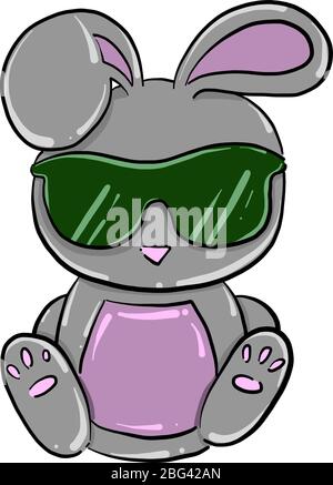 Bunny with glasses, illustration, vector on white background Stock Vector