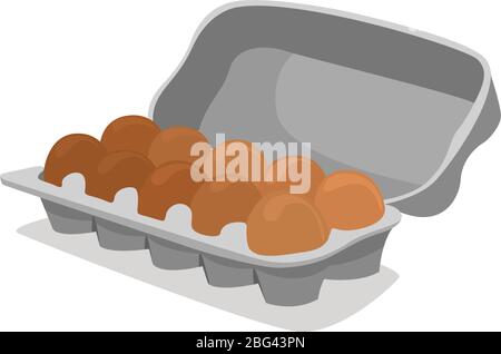 Eggs in big box, illustration, vector on white background Stock Vector