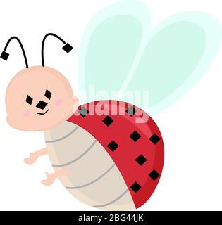 Cartoon ladybug flying isolated on white background Stock Vector Image ...