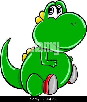Fat green dragon, illustration, vector on white background Stock Vector