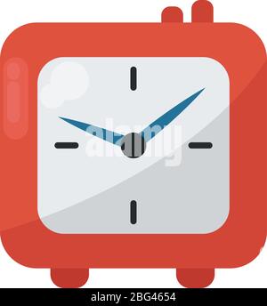Red square clock, illustration, vector on white background Stock Vector