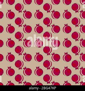 Pomegranate wallpaper, illustration, vector on white background. Stock Vector