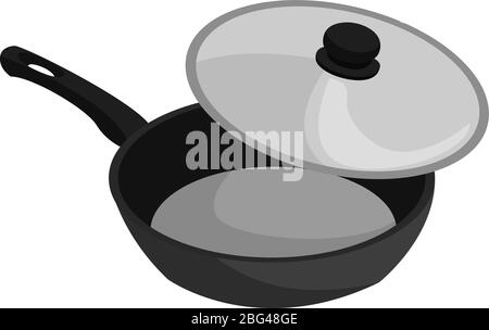 Opened pan, illustration, vector on white background Stock Vector