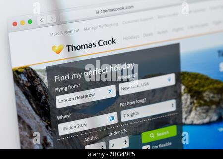 Close up detail of the home page for travel agent Thomas Cook Stock Photo