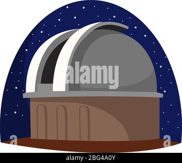 Observatory lab, illustration, vector on white background Stock Vector
