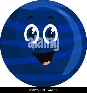 Happy neptune planet, illustration, vector on white background Stock Vector