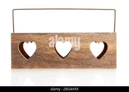 Empty wooden candlestick, isolated on white Stock Photo - Alamy
