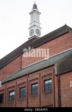 1970s Neo Vernacular Architecture Red Brick Tiles Forms Hillingdon Civic Centre, High Street, Uxbridge UB8 1UW by Andrew Derbyshire Stock Photo