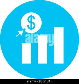 coin dollar with statistics bars block style Stock Vector