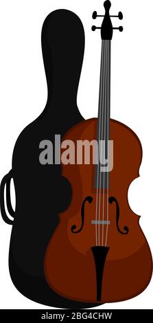 Cello case, illustration, vector on white background Stock Vector