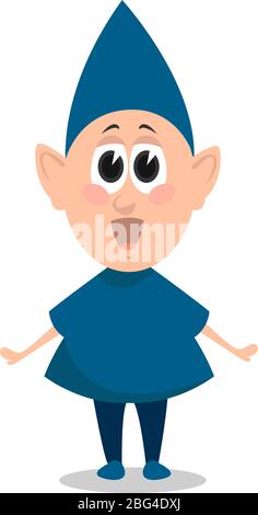 Elf in blue, illustration, vector on white background Stock Vector