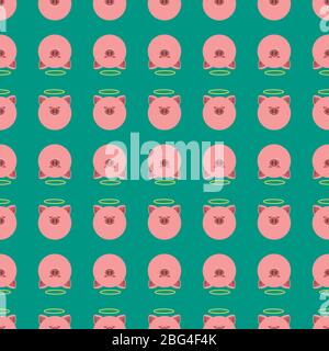 Holy pig pattern, illustration, vector on white background Stock Vector