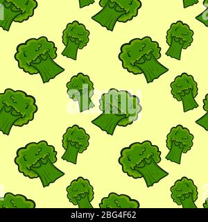 Broccoli wallpaper, illustration, vector on white background. Stock Vector