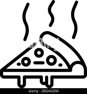 Hot slice pizza icon, outline style Stock Vector