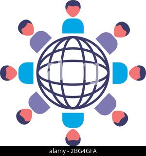 group of figures humans around the world flat style Stock Vector