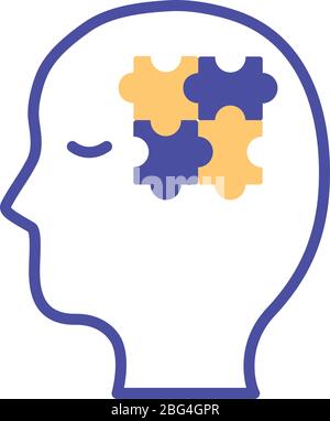mental health concept, profile head with broken heart over white ...
