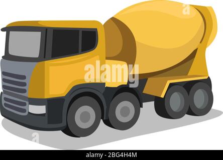 Concrete mixer truck, illustration, vector on white background Stock Vector