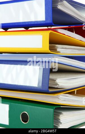 Bright office folders, close up Stock Photo
