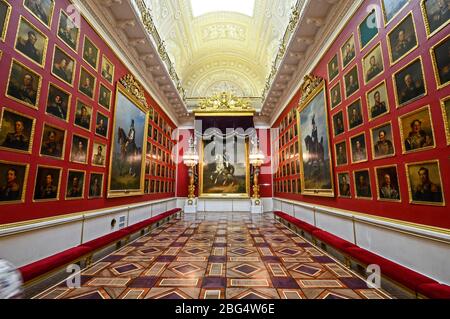 Portrait Gallery of Heroes from the 1812 War at The State Hermitage Museum in St Petersburg, Russia Stock Photo