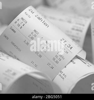 Sales slip  in a closeup Stock Photo