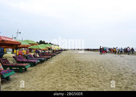 The place where people take rest after taking a bath in the ocean or after a long walk Stock Photo