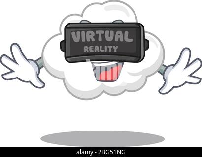 Cartoon design style of white cloud with modern Virtual Reality headset Stock Vector