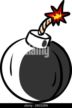 Bomb drawing, illustration, vector on white background Stock Vector