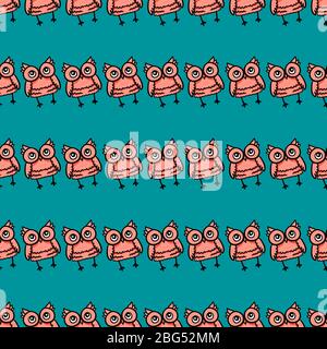 Owls wallpaper, illustration, vector on white background. Stock Vector