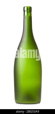 empty green brandy bottle isolated on white background Stock Photo