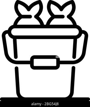Baited fishes icon, outline style Stock Vector