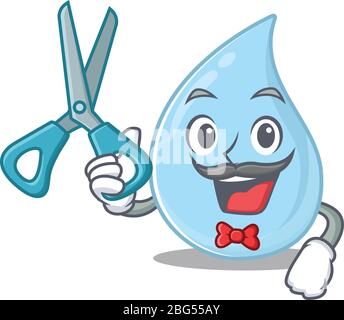 Sporty raindrop cartoon character design with barber Stock Vector