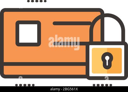 credit card with padlock line and fill style icon Stock Vector