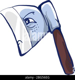 Angry little ax, illustration, vector on white background Stock Vector