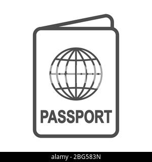 Vector icon of a passport. Flat design, empty outline isolated on white background Stock Vector
