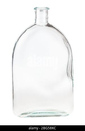empty clear flask isolated on white background Stock Photo