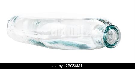 overturned empty clear flask isolated on white background Stock Photo