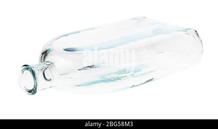 overturned empty colorless flask isolated on white background Stock Photo