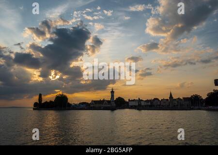 evening at Lake Constance with Lindau, Germany Stock Photo