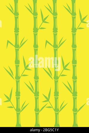 Vector illustration bamboo in green isolated on yellow background Stock Vector