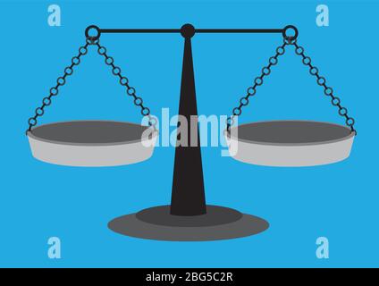 Premium Vector  Balance scales with weight and equal pans.