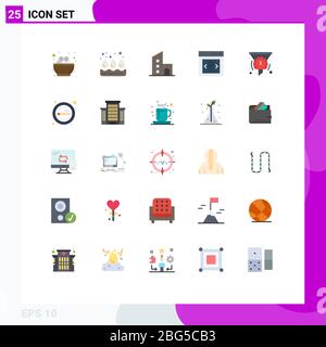 Group of 25 Modern Flat Colors Set for filter, slider, apartment, interface, property Editable Vector Design Elements Stock Vector